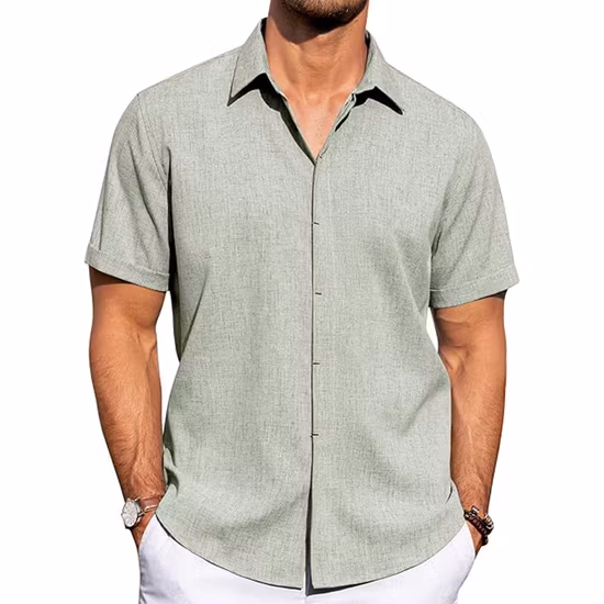 Summer Beach Regular-Fit Vacation Printed Short Sleeves Loose Tropical Shirts Men&prime;s Casual Hawaiian Shirt