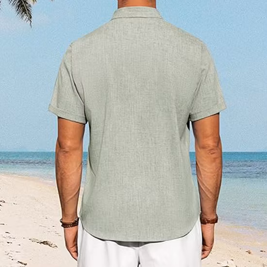 Summer Beach Regular-Fit Vacation Printed Short Sleeves Loose Tropical Shirts Men&prime;s Casual Hawaiian Shirt