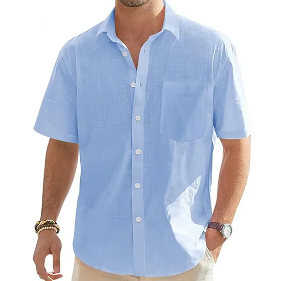Summer Beach Regular-Fit Vacation Printed Short Sleeves Loose Tropical Shirts Men&prime;s Casual Hawaiian Shirt